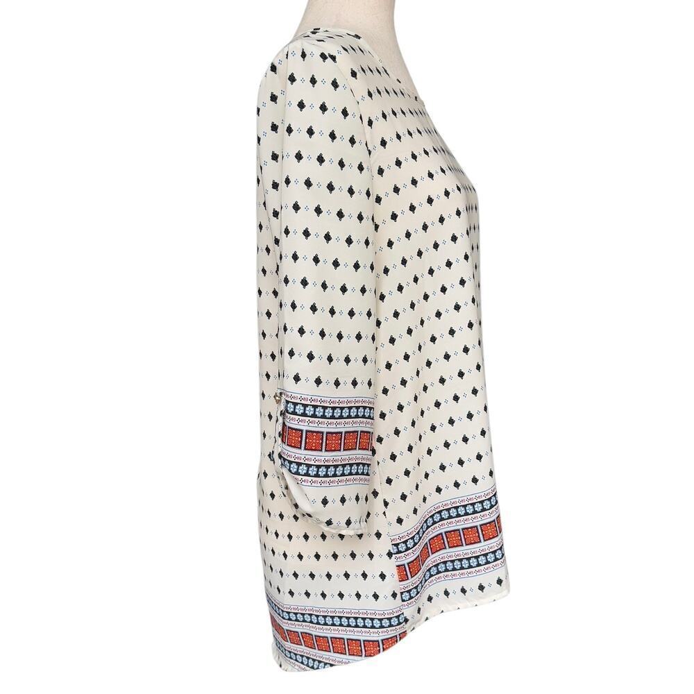 Firuzé Aztec Pattern Long Sleeve Blouse Full Zippered Back, Women’s Medium - Picture 2 of 7